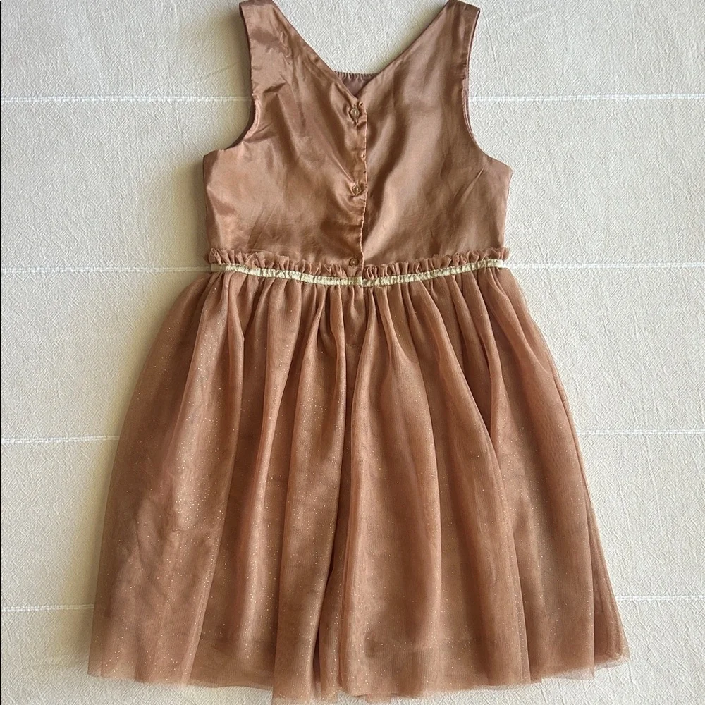 H&M Brown Kids Sleeveless Dress with Gold Stars - Size 7-8